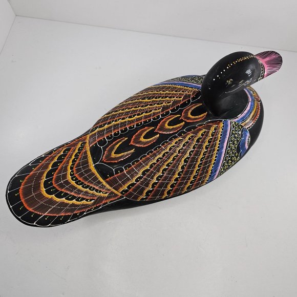 Vintage Hand Painted Lacquerware Duck Trinket Box Folk Art Large 14" - Picture 6 of 13